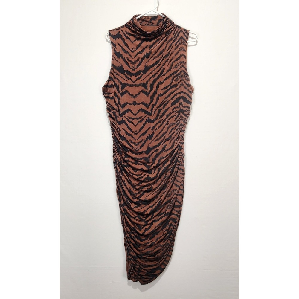 Express Women's Dressy Animal Print Black/Brown Dress Size L